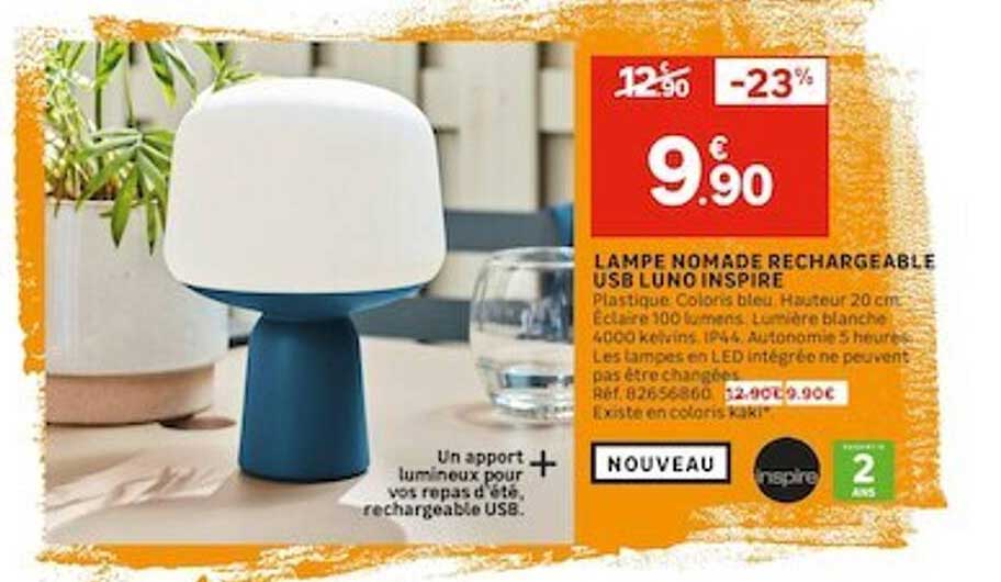 Lampe Nomade Rechargeable Usb Luno Inspire