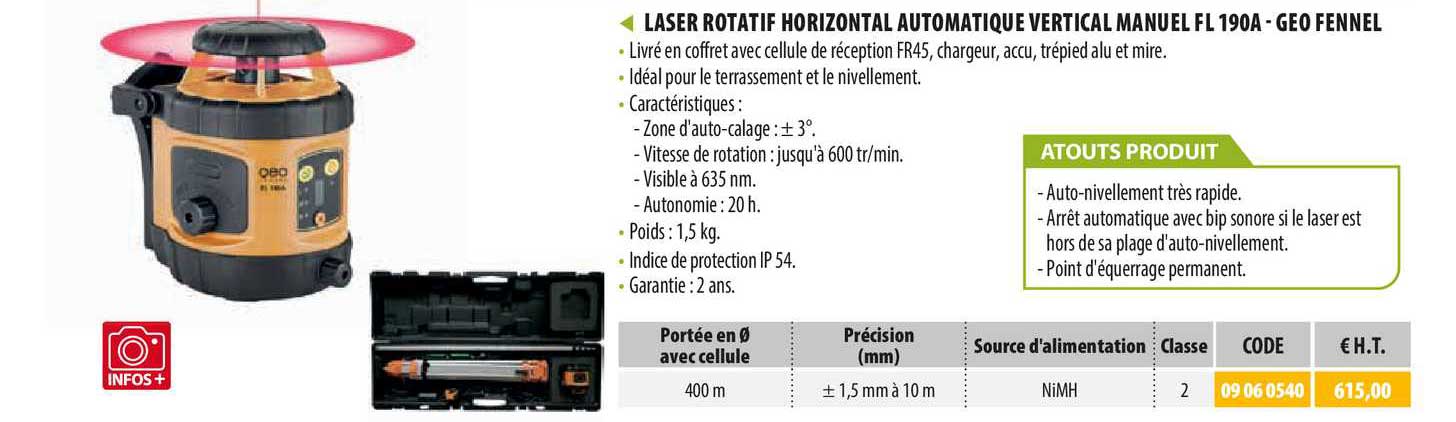 laser rotatif horizontal automatique vertical manual fl 190a - geo fennel