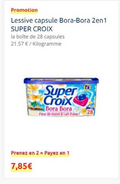 lessive capsule bora-bora 2 en1 super croix