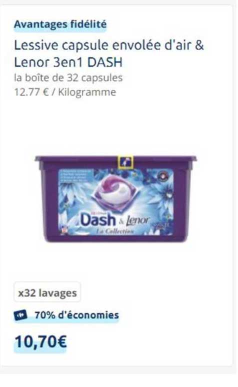 Lessive Capsule Envolée D'air & Lenor 3en1 Dash