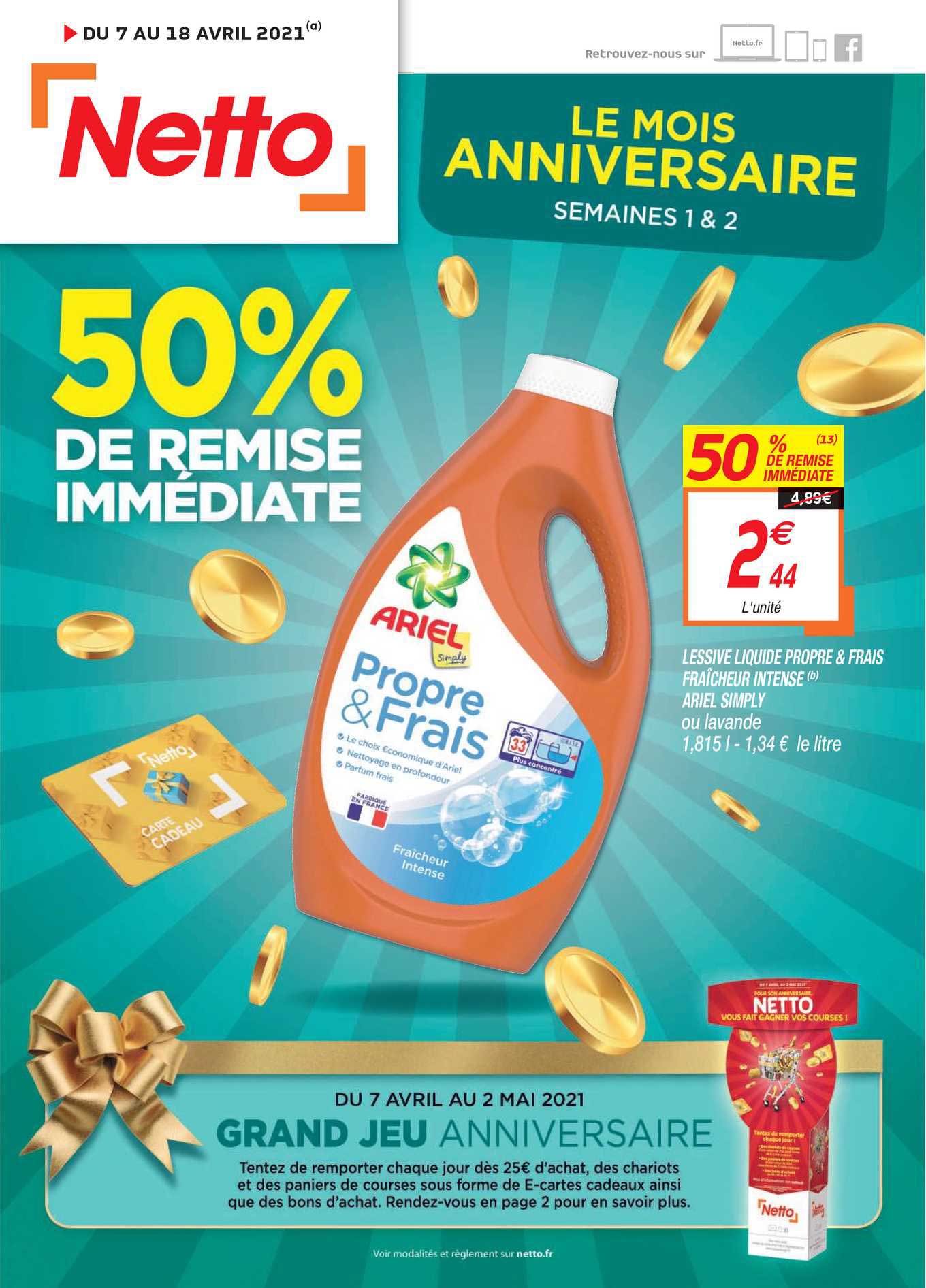 Lessive Liquide Propre & Frais Ariel Simply