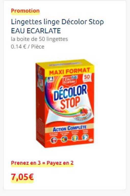 lingettes linge décolor stop eau écarlate