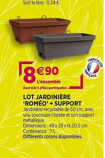 lot jardinière 'roméo' + support