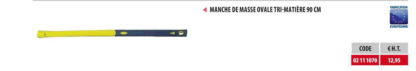 manche de masse ovale tri-matière 90 cm