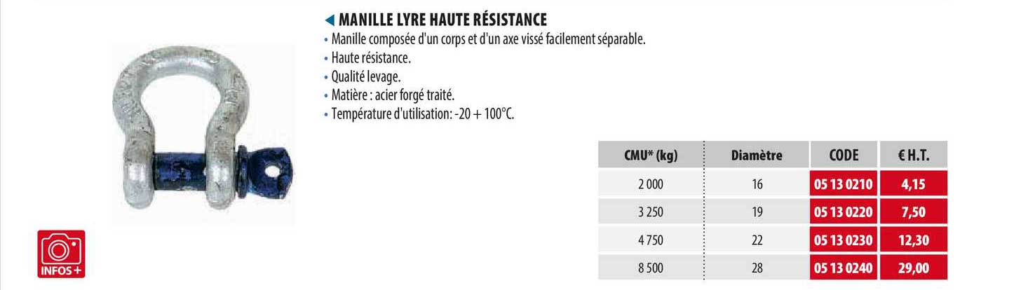 manille lyre haute résistance