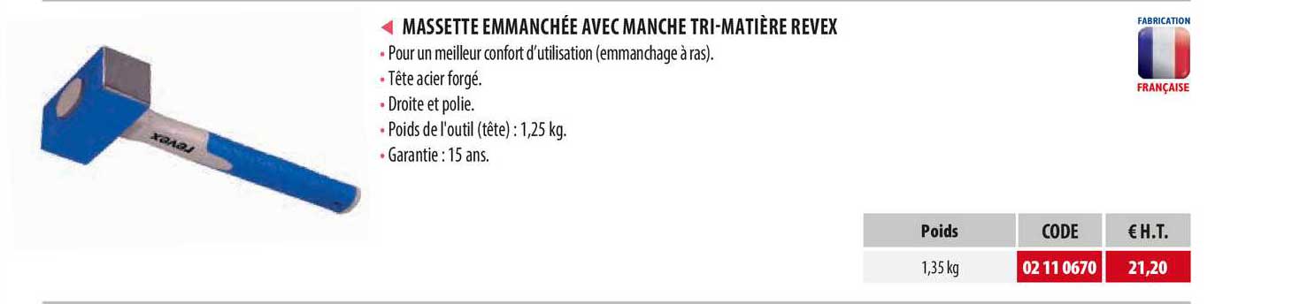 massette emmanchée avec manche tri-matière revex