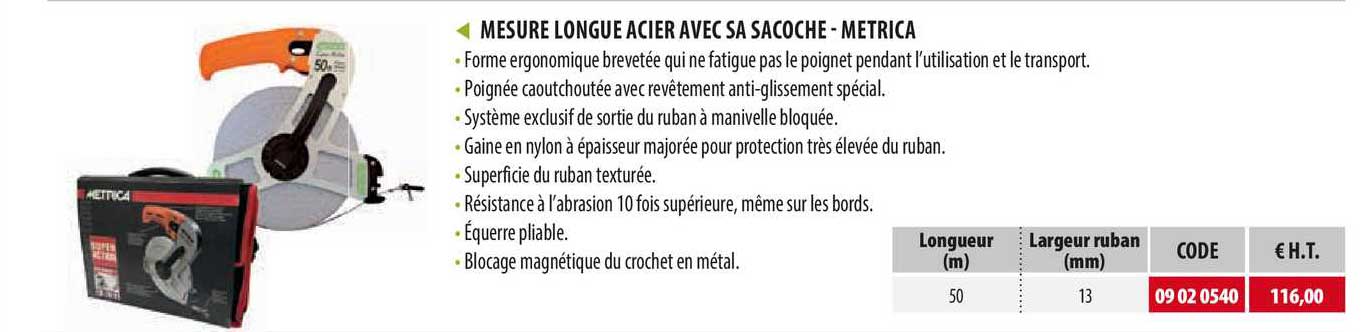 mesure longe acier avec sa sacoche - metrica