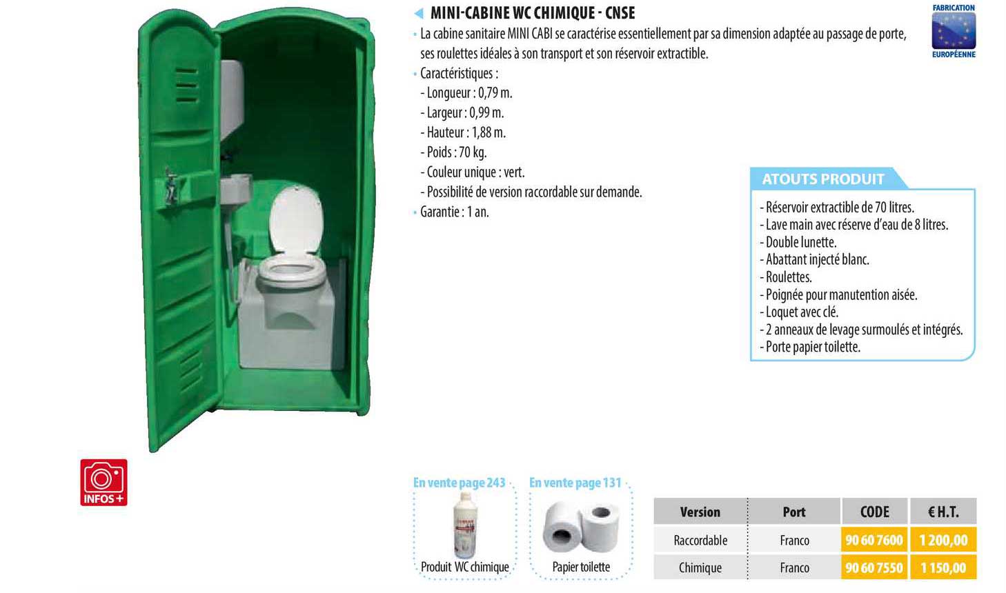 mini-cabine wc chimique - cnse