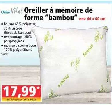 oreiller à mémoire de forme "bambou" ortho-vital