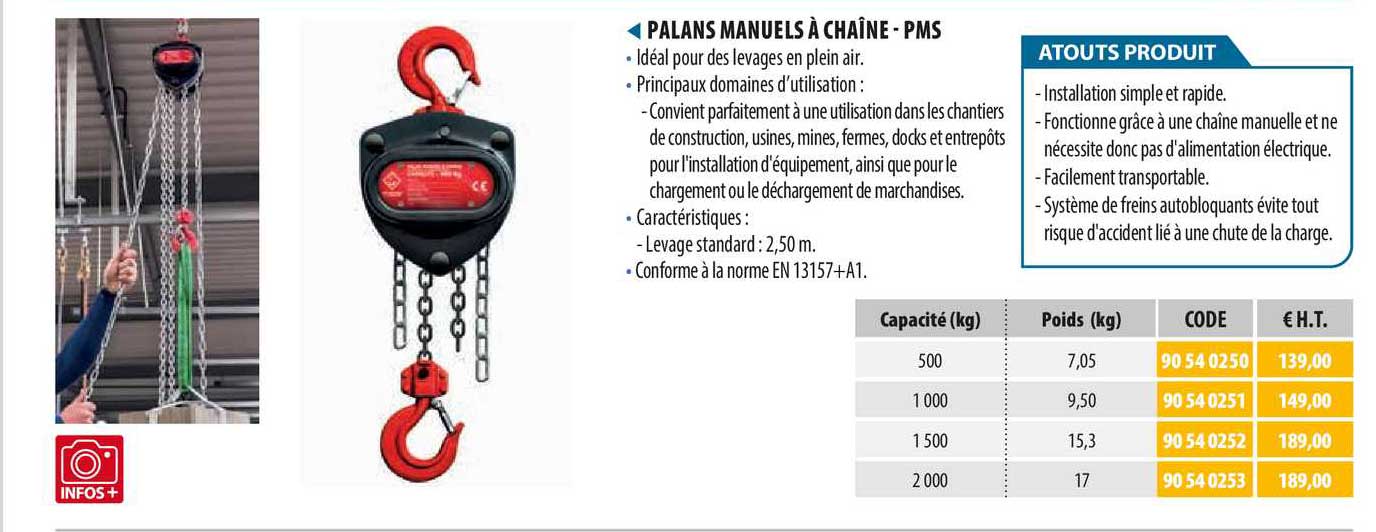 palans manuels à chaîne - pms