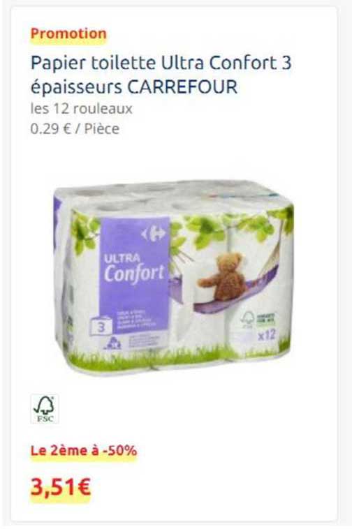 papier toilette ultra confort 3 épaisseurs carrefour
