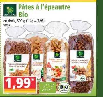 pâtes à l'épeautre bio bio sonne
