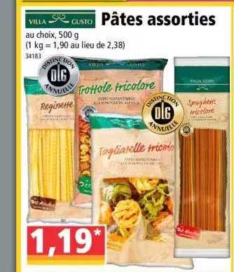 pâtes assorties villa gusto
