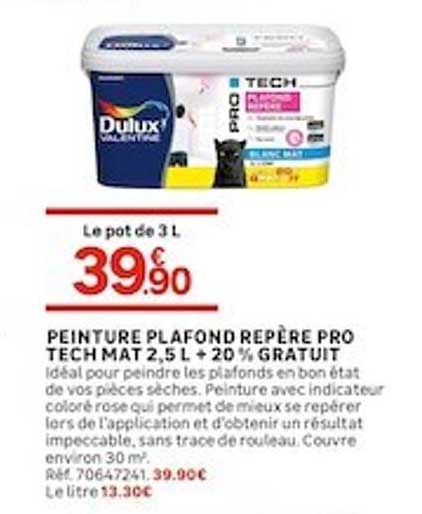 peinture plafond repère pro tech mat 2,5 l + 20% gratuit