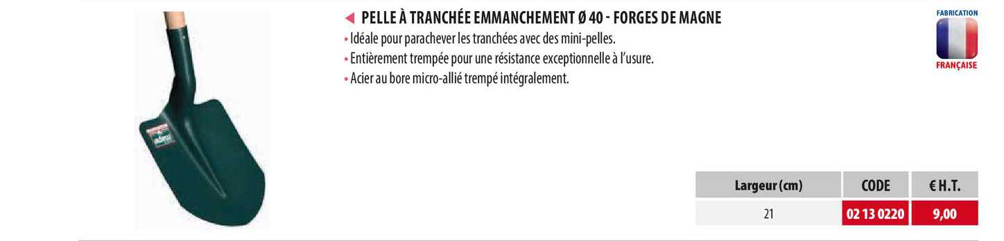 pelle à tranchée emmanchement 40 - forges de magne