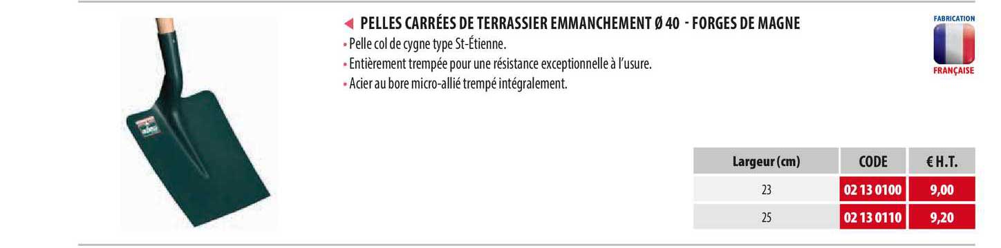 pelles carrées de terrassier emmanchement - forges de magne