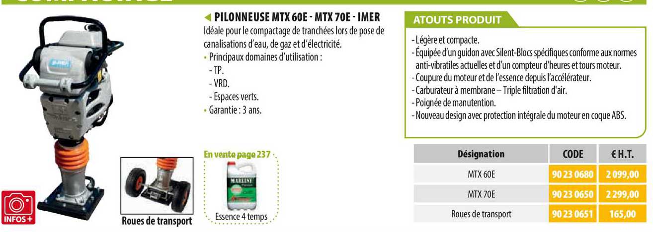 pilonneuse mtx 60e - mtx 70e - imer