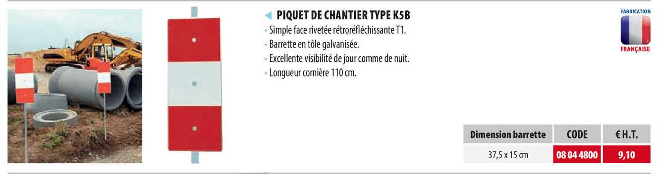 piquet de chantier type k5b