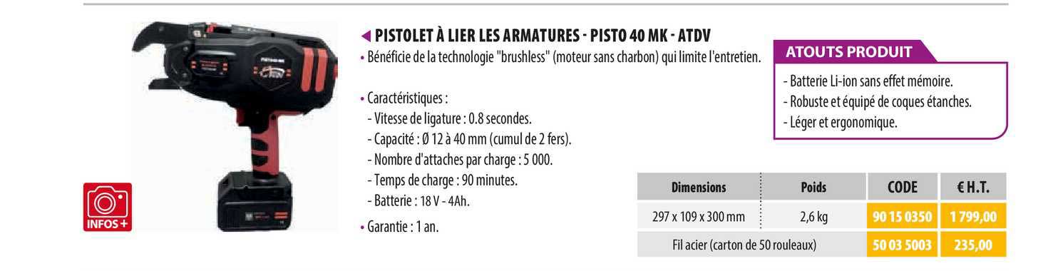 pistolet à lier les armatures - pisto 40 mk - atdv