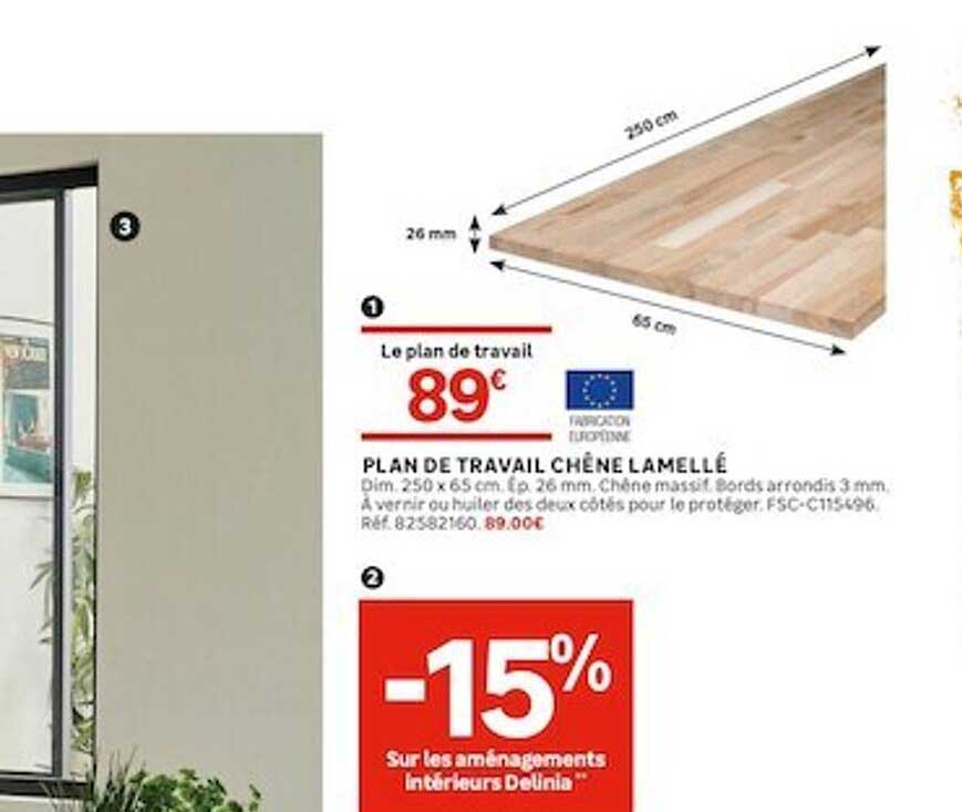 plan de travail chêne lamellé, les aménagements intérieurs delinia
