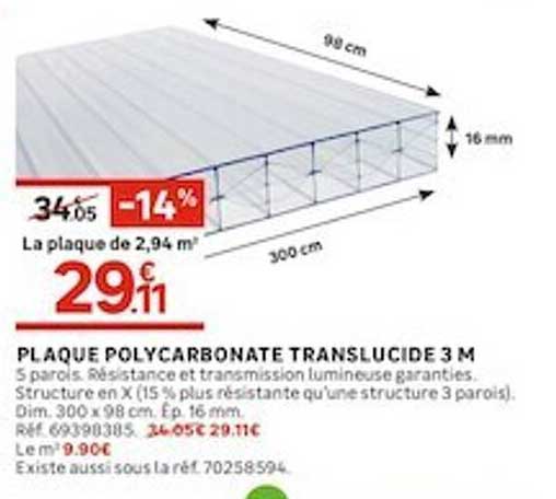 Plaque Polycarbonate Translucide 3 M