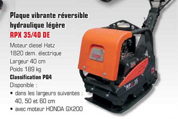 plaque vibrante réversible hydraulique légère