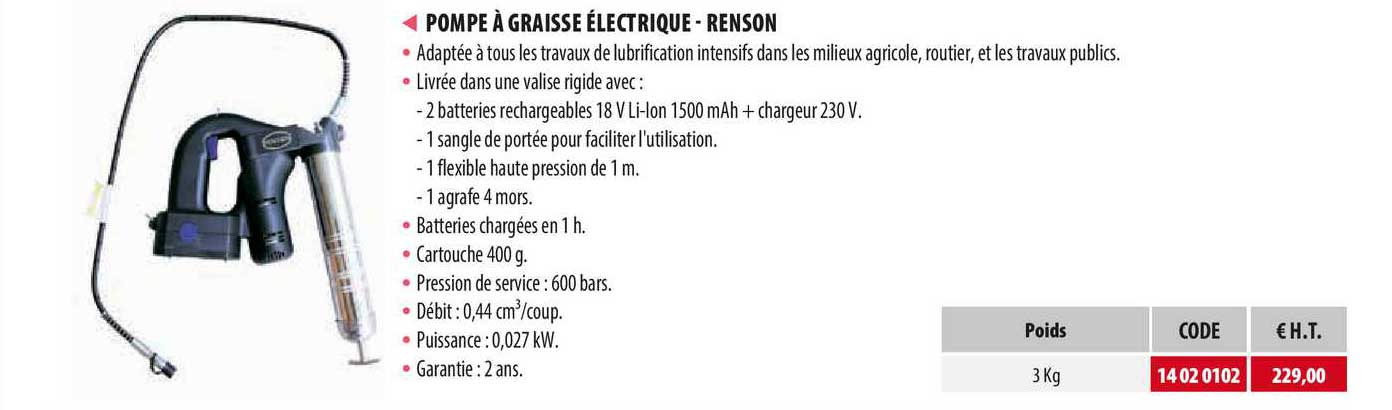 pompe à graisse électrique - renson