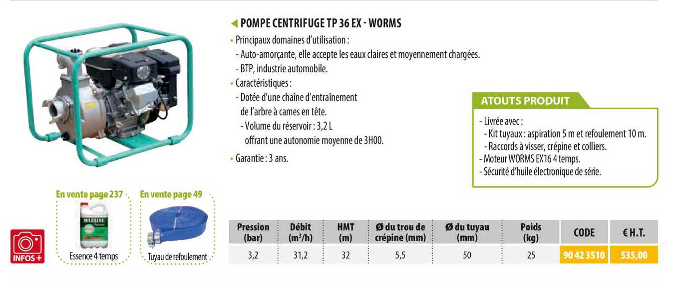 pompe centrifuge tp 36 ex - worms