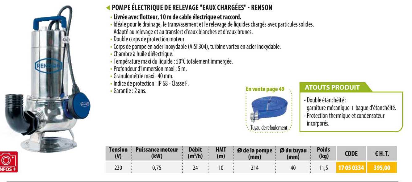 pompe électrique de relevage "eaux chargées" - renson