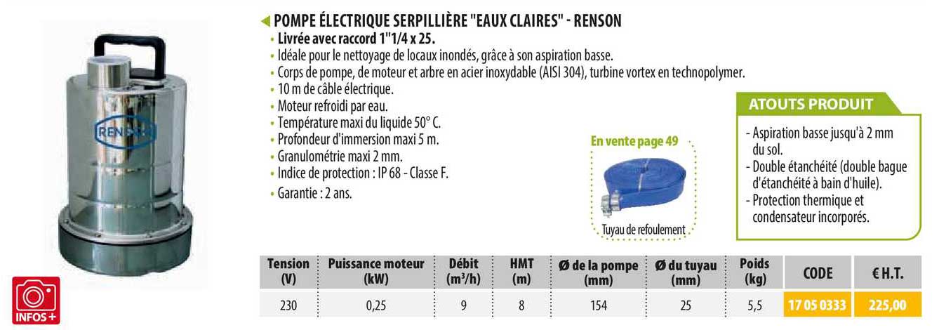 pompe électrique serpillière "eaux claires" - renson