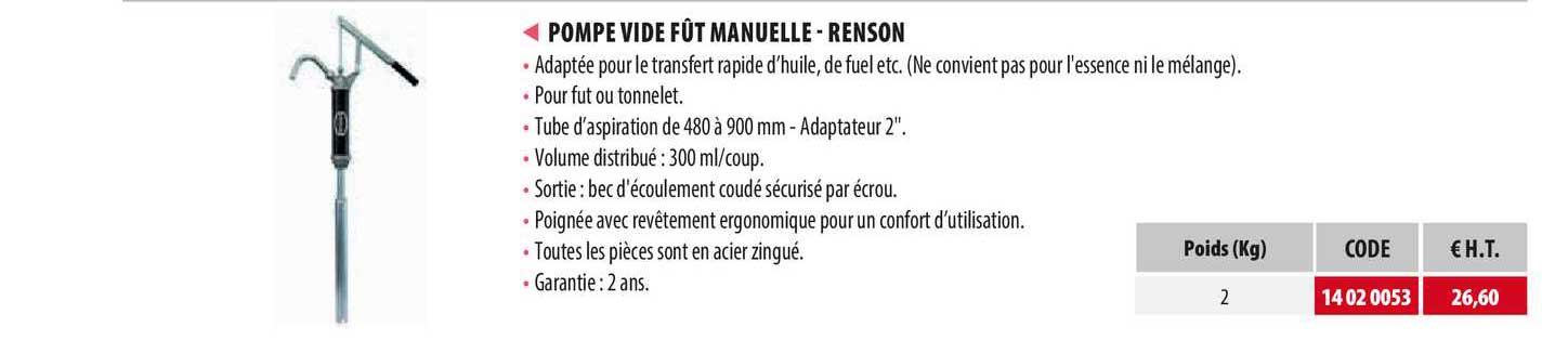 pompe vide fût manuelle - renson
