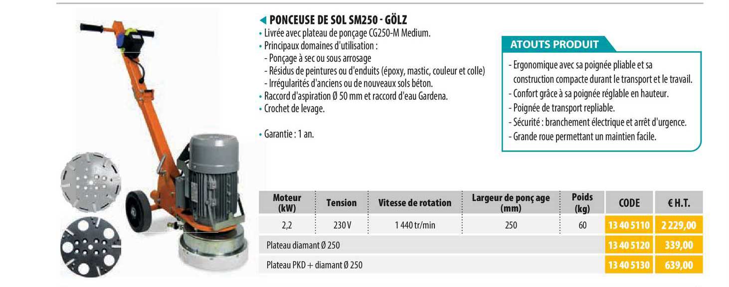 ponceuse de sol sm250 - gölz