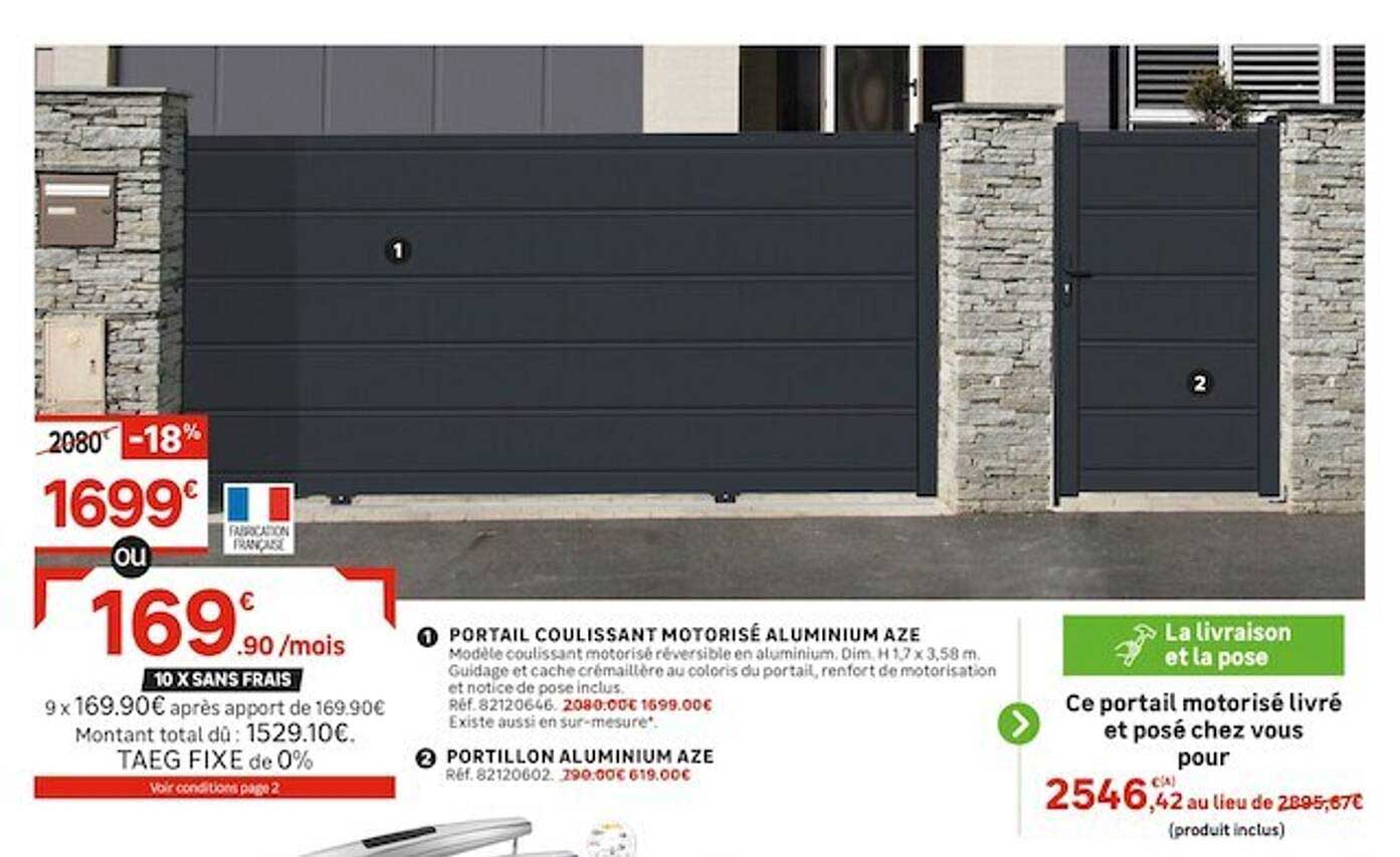 portail coulissant motorisé aluminium aze, portillon aluminium aze