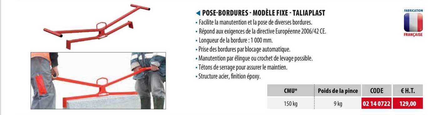 pose-bordures - modèle fixe - taliaplast