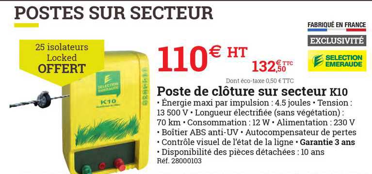 poste de clôture sur secteur k10