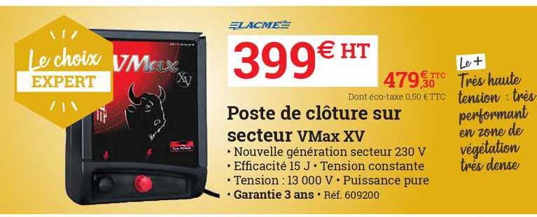 poste de clôture sur secteur vmax xv