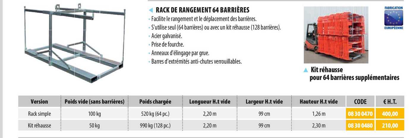 rack de rangement 64 barrières