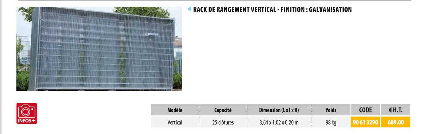 rack de rangement vertical - finition : galvanisation