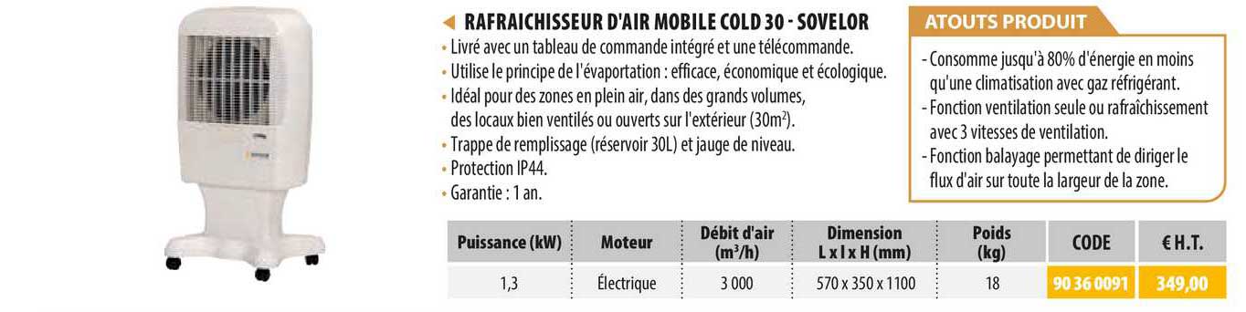 Rafraichisseur D'air Mobile Cold 30 - Sovelor