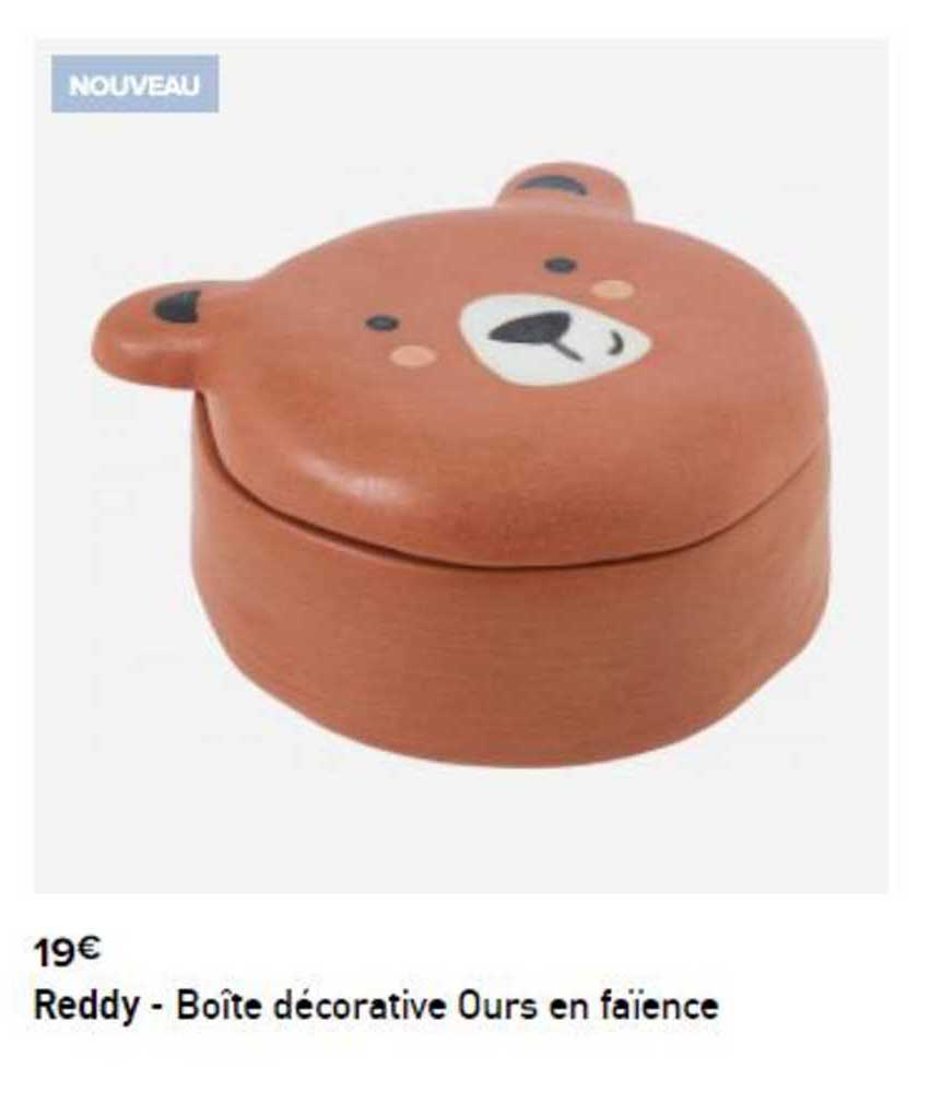 reddy - boîte décorative ours en faïence