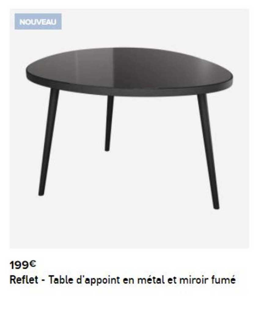 reflet - table d'appoint en métal et miroir fumé