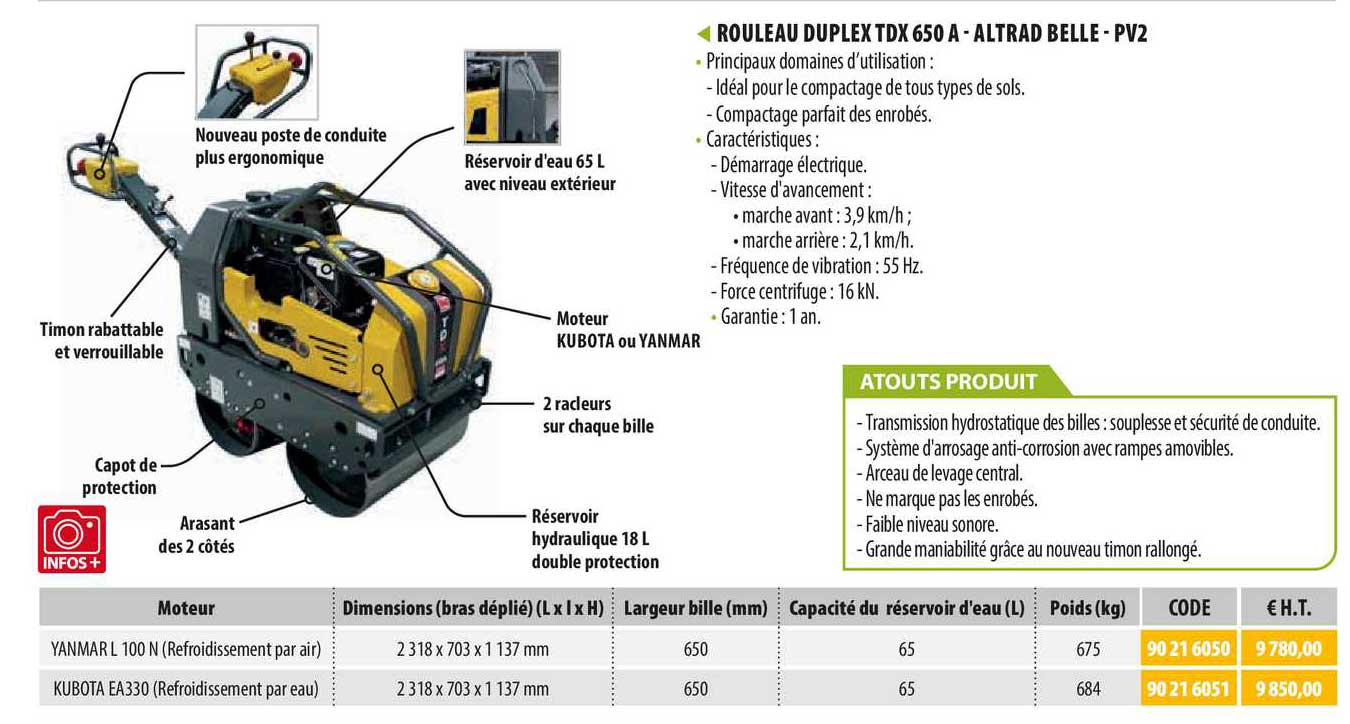 rouleau duplex tdx 650 a - altrad belle - pv2