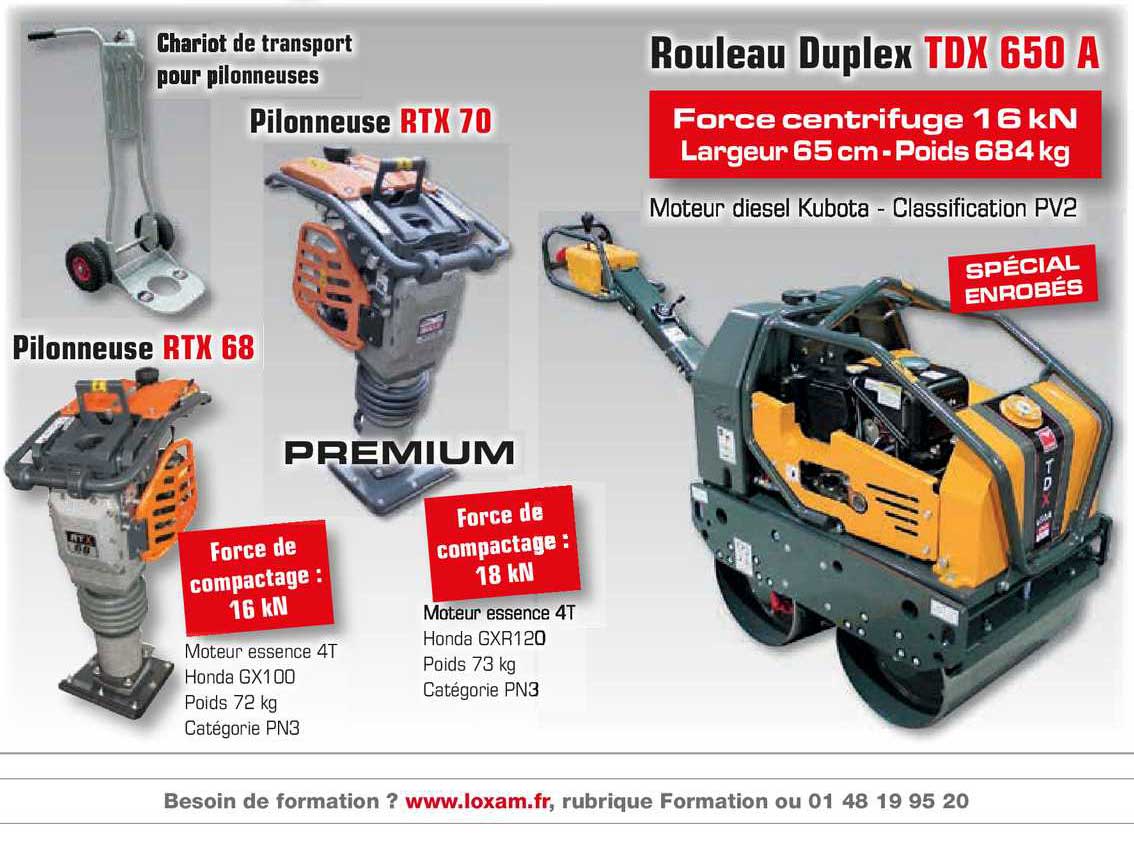 rouleau duplex tdx 650 a , pilonneuse rtx 70, pilonneuse rtx 68