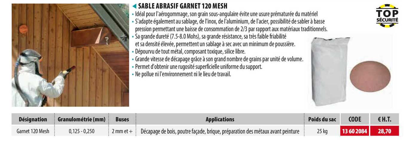 sable abrasif garnet 120 mesh