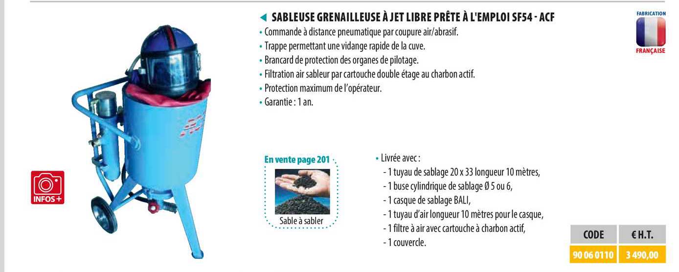 sableuse grenailleuse à jet libre prête à l'emploi sf54 - acf