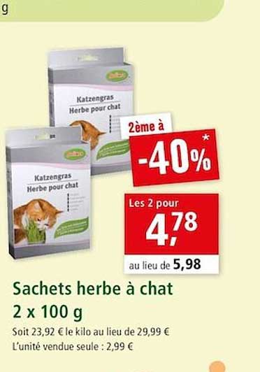 Sachets Herbe à Chat 2 X 100 G