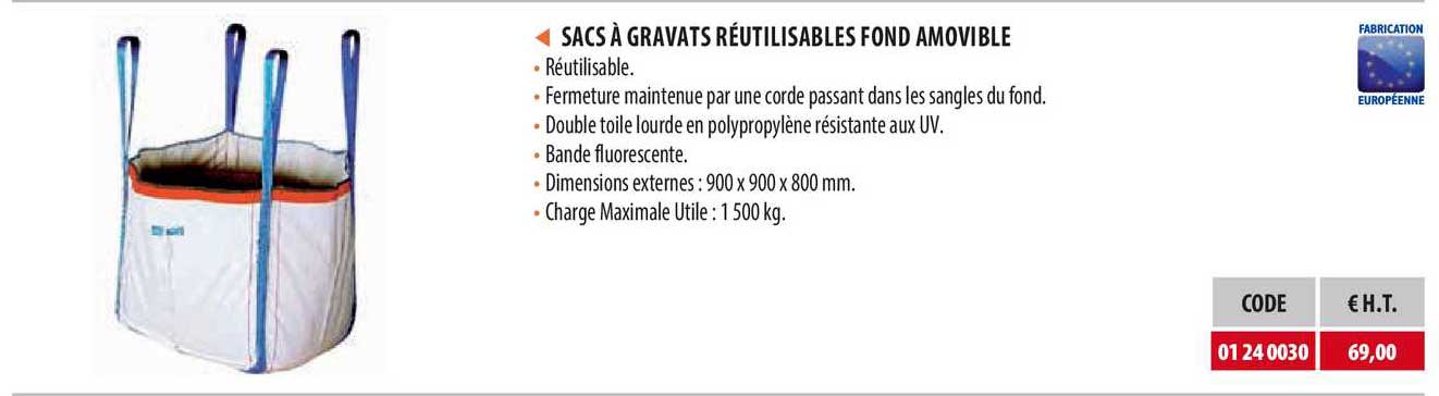 sacs à gravats réutilisables fond amovible