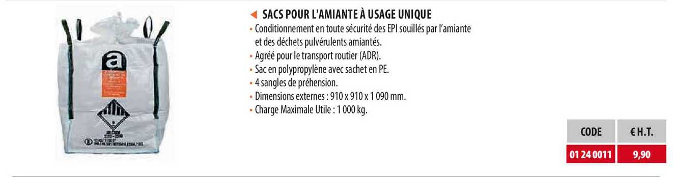 sacs pour l'amiante à usage unique