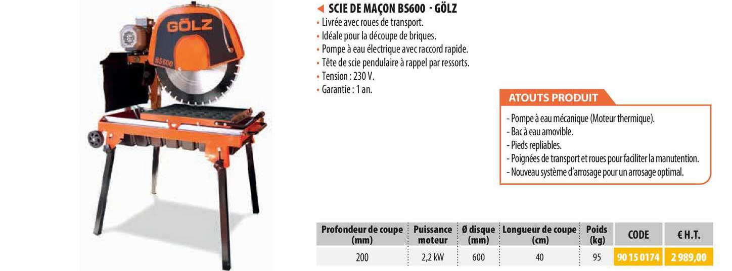 scie de maçon bs600 - gölz