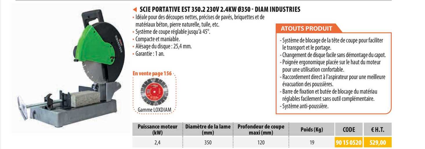 scie portative est 350.2 230v 2.4kw 350 - diam industries